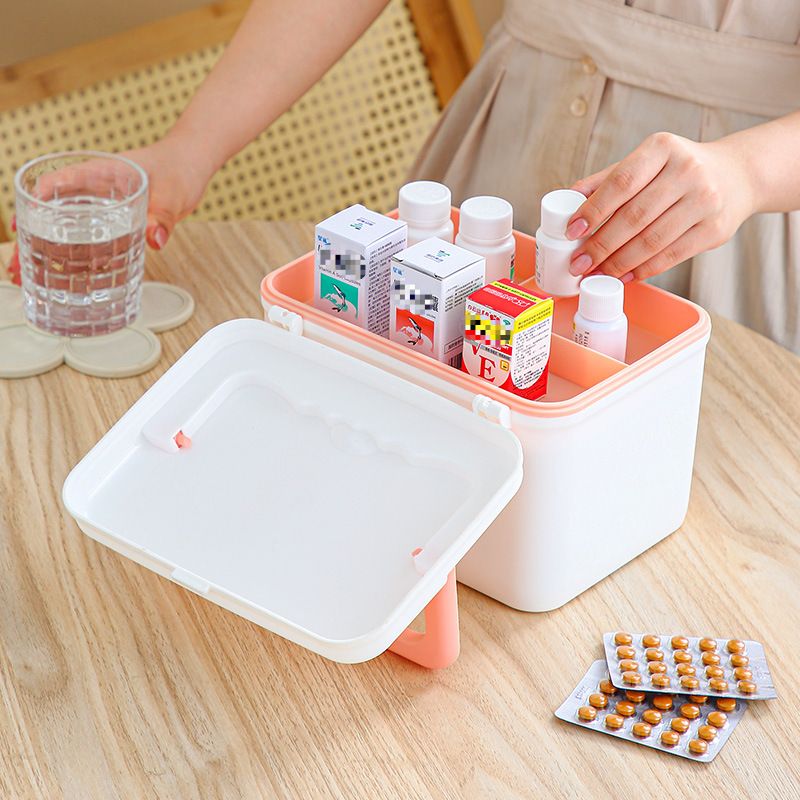 Household Portable Double-Layer Pill Box Large Capacity Desktop Bedroom Stationery Perler Beads Storage Box