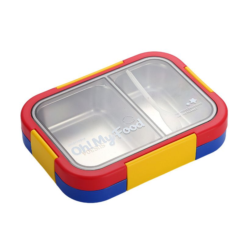 Student Compartment 304 Stainless Steel Lunch Box Office Worker Minimalist Portable Food Container Buckle Lunch Box