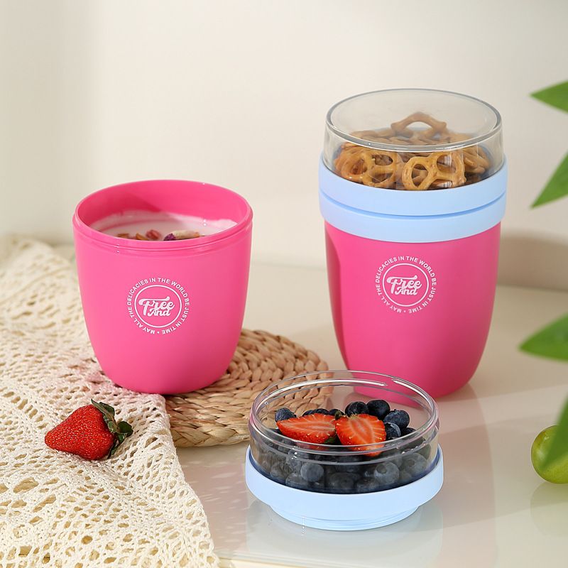 Stylish Student Portable Breakfast Cup Milk Cup Girls Travel Picnic Salad Cup with Lid