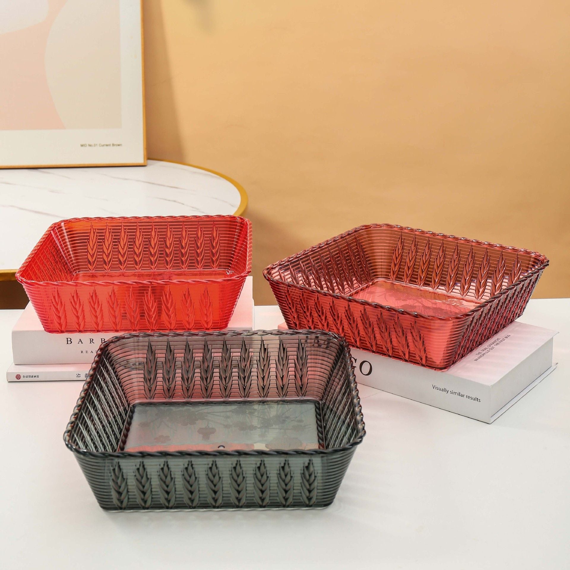 Minimalist Round Square Transparent Fruit Plate Large Capacity Living Room Sunflower Seeds Candy Snack Household Storage