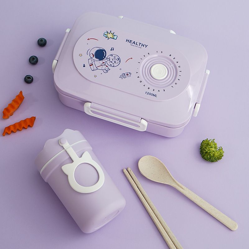 Cartoon Kids Compartment Lunch Box Student Lunch Bento Box Microwave Safe Heating Food Container