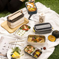 Fiambrera Bento de Acero Inoxidable 304 al por mayor, Recipiente de Almuerzo de 2 Capas a Prueba de Fugas