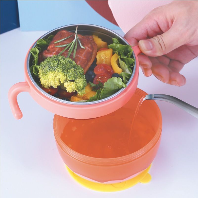 Kids 304 Stainless Steel Water Injection Suction Bowl Baby Baby Food Tableware Infant Learning Bowl