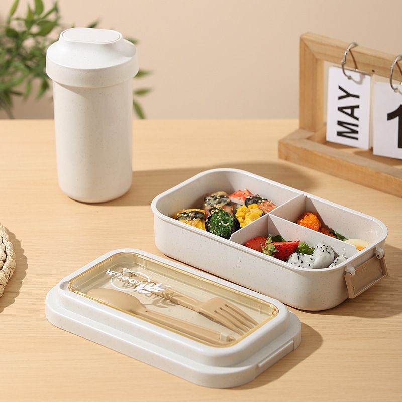 Fiambrera Bento de fibra de trigo /PP/AS/ Silicona al por mayor, recipiente para el almuerzo a prueba de fugas