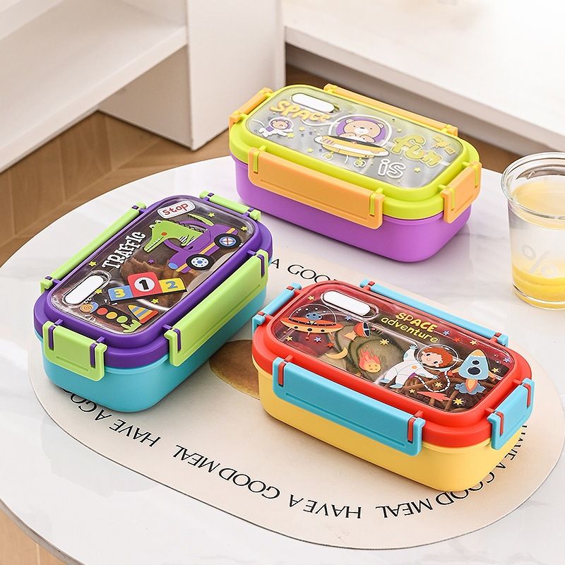 Kids 304 Stainless Steel Cartoon Compartment Lunch Box Travel Outdoor Portable Food Container Student Lunch Bento Box