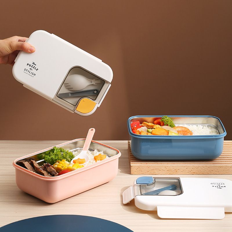 Fiambrera Bento de Acero Inoxidable 304 al por Mayor, Recipiente Hermético para Almuerzo