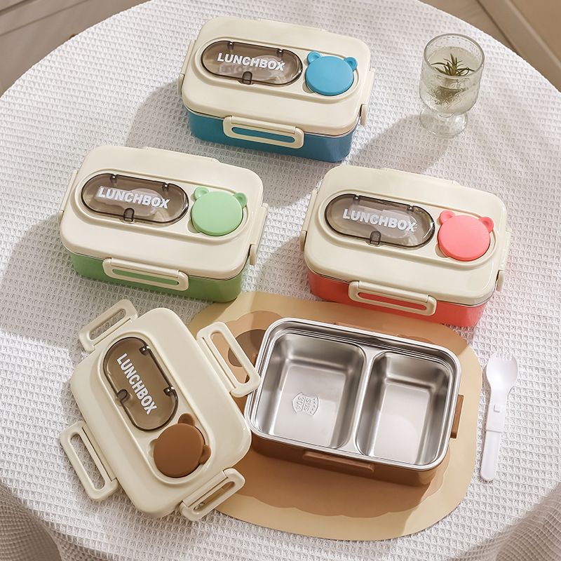 Minimalist Office Worker Meal Prep Lunch Box Student 304 Stainless Steel Compartment Lunch Bento Box with Cutlery Food Container