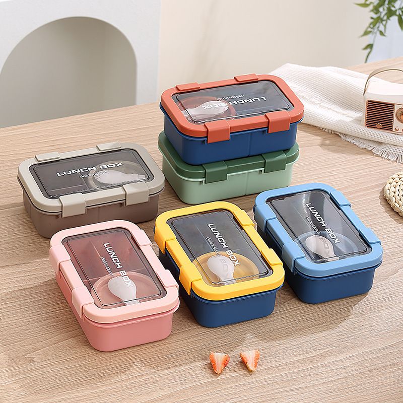 Office Worker Plastic Compartment Buckle Lunch Box Microwave Safe Student Lunch Bento Box Soup Bowl Food Container