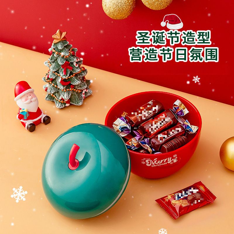 Creative Christmas Candy Box Household Apple Shape Snack Box with Lid Nuts Sunflower Seeds Storage Box Gift