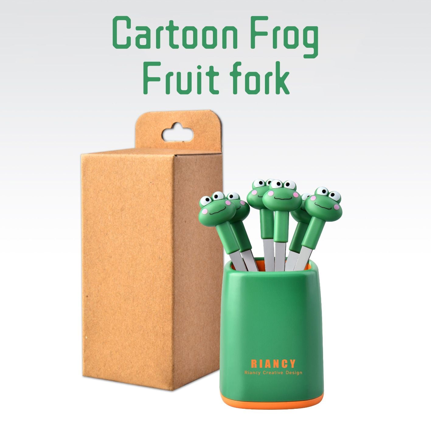 Kids Cartoon Frog Stainless Steel Fruit Fork Cute and Fun Dessert Restaurant Dessert Cake 6-Piece Set Set Gift
