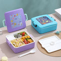 Student Plastic Compartment Lunch Box Kids Travel Portable Food Container with Cutlery Sauce Box Bento Box
