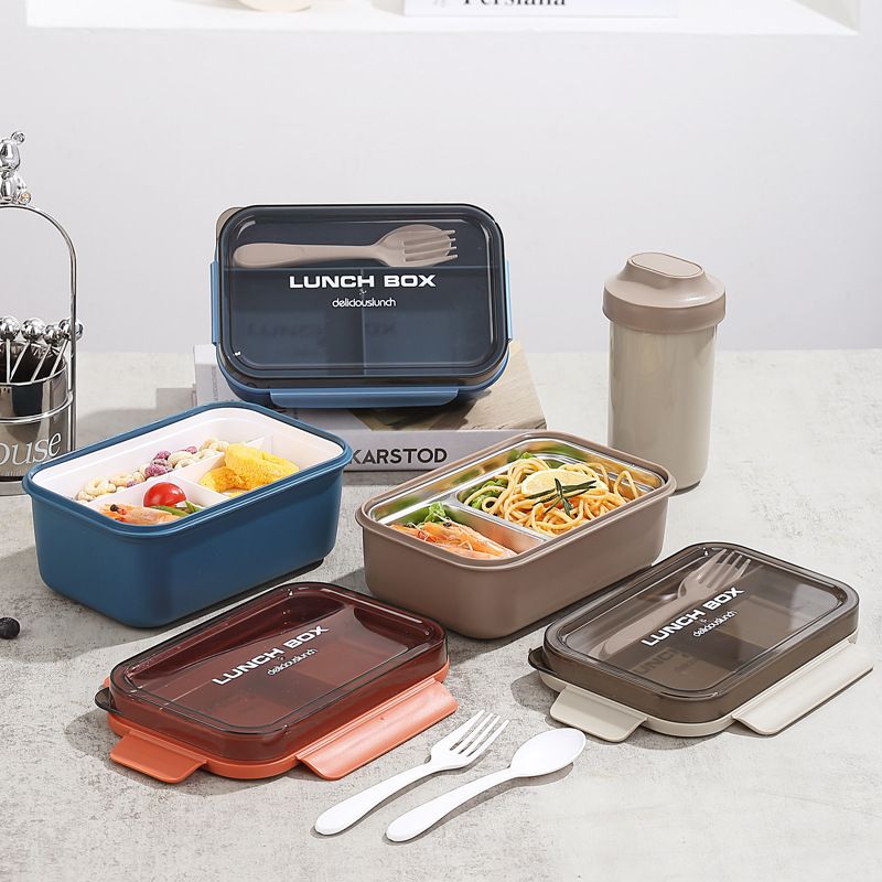 Fiambrera Bento de Acero Inoxidable 304 al por Mayor, Recipiente de Comida Apilable, Estudiante
