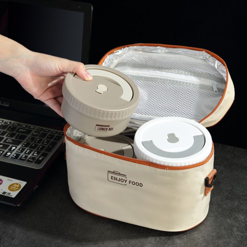 Minimalist Student Japanese Style Round Lunch Bento Box Outdoor Takeout Food Container Household Portable Stainless Steel Lunch Box with Handle