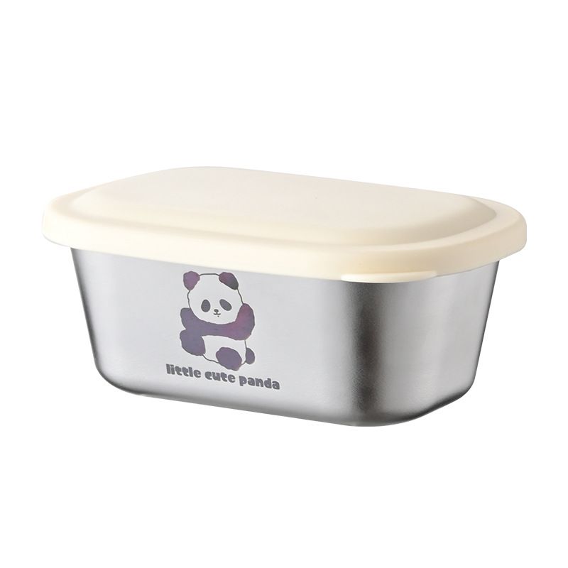 Kitchen Cartoon 304 Stainless Steel Sauce Box Seasoning Box Household Rectangular Small Dish with Lid Salad Dressing Cup