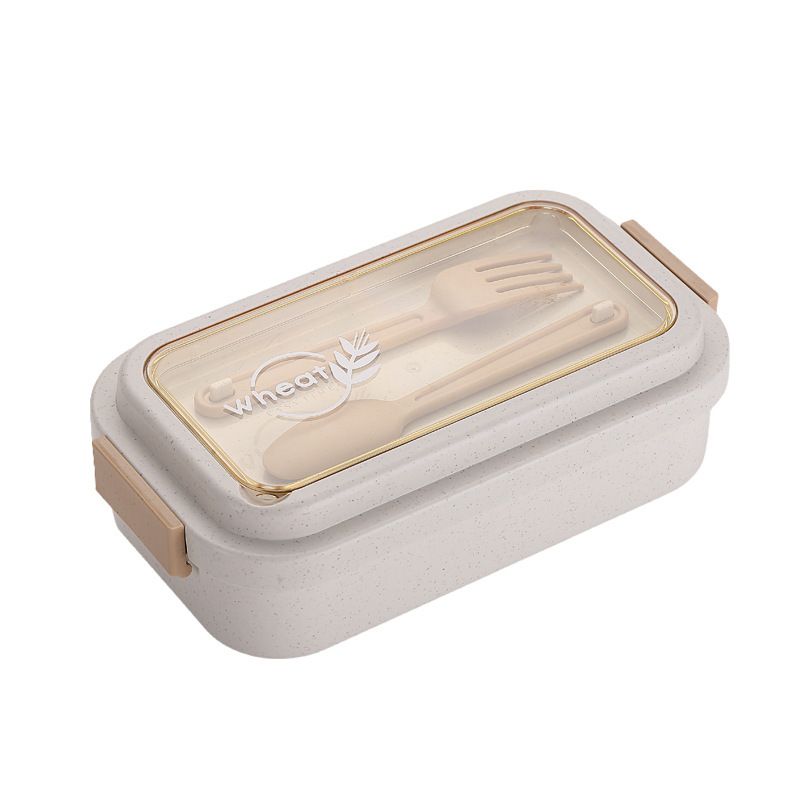 Student Wheat Lunch Box Milk Cup Office Worker Portable Lunch Bento Box with Cutlery Soup Cup Set