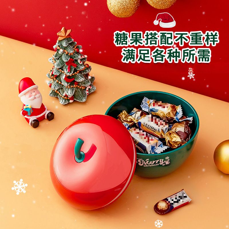 Creative Christmas Candy Box Household Apple Shape Snack Box with Lid Nuts Sunflower Seeds Storage Box Gift