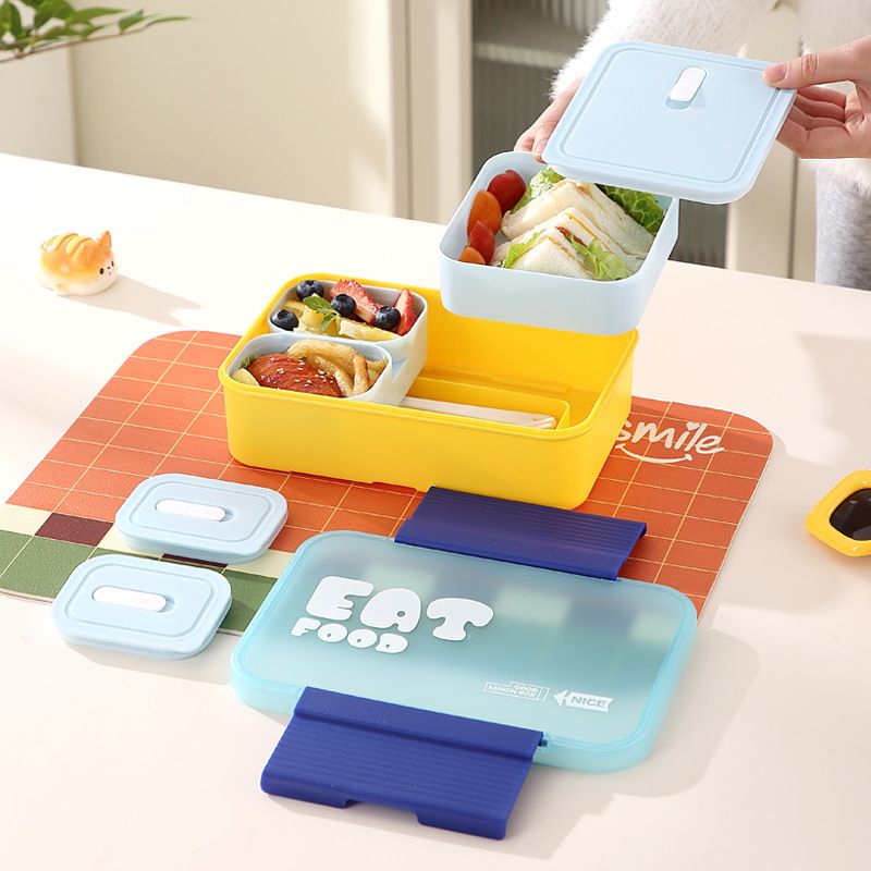 Caja bento de plástico al por mayor, para viajes y picnics