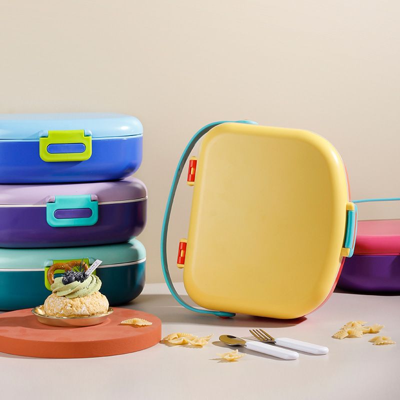 Fiambrera Bento de acero inoxidable al por mayor, con asa para niños y estudiantes