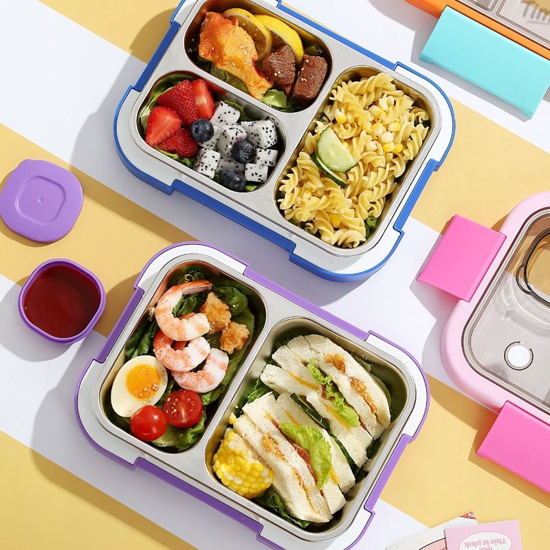 Minimalist Student Meal Prep Lunch Box 304 Stainless Steel Compartment Lunch Box Office Worker Portable Food Container Bento Box