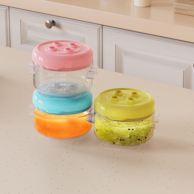 Baby Fresh Round Building Blocks Baby Food Box Set Kids Portable Infant Plastic Snack 3-Pack