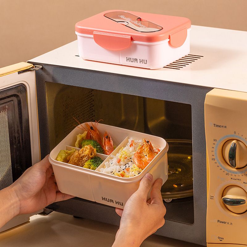 Student Minimalist Compartment Plastic Buckle Lunch Box Microwave Safe Heating Office Worker Lunch Bento Box Cafeteria Food Container