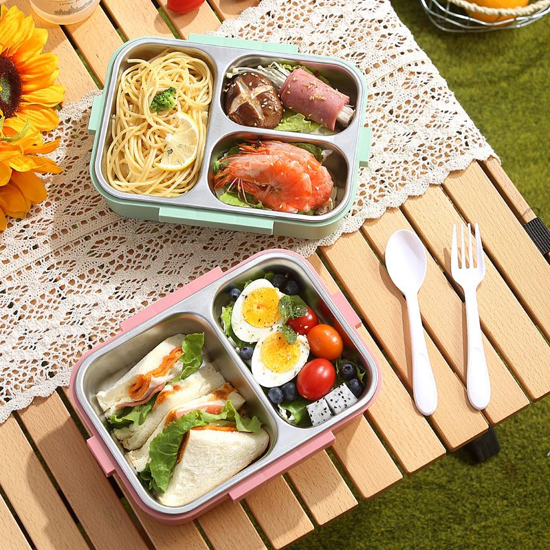 Office Worker 304 Stainless Steel Lunch Box Student Cartoon Dorm Food Container Lunch Bento Box with Spoon and Fork