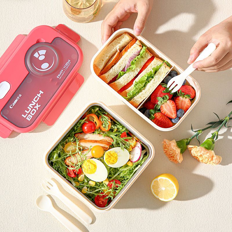Creative Shape Student Japanese Style Compartment Plastic Lunch Box Microwave Safe Office Worker Bento Lunch Box