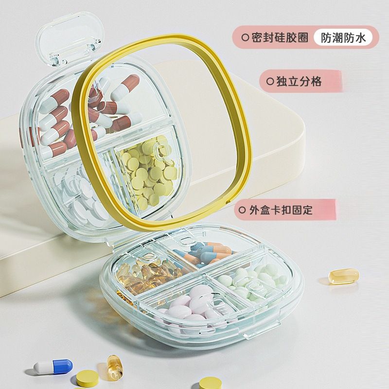 Minimalist Portable Medicine Dispensing Pill Box Portable Small Outdoor Pill Dispenser Medicine Reminder Box 7-Day Weekly