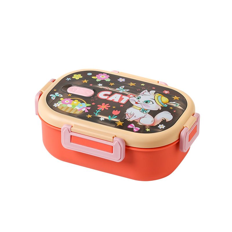 Kids Cartoon Plastic Compartment Lunch Box Portable Food Container Student 304 Stainless Steel Lunch Bento Box