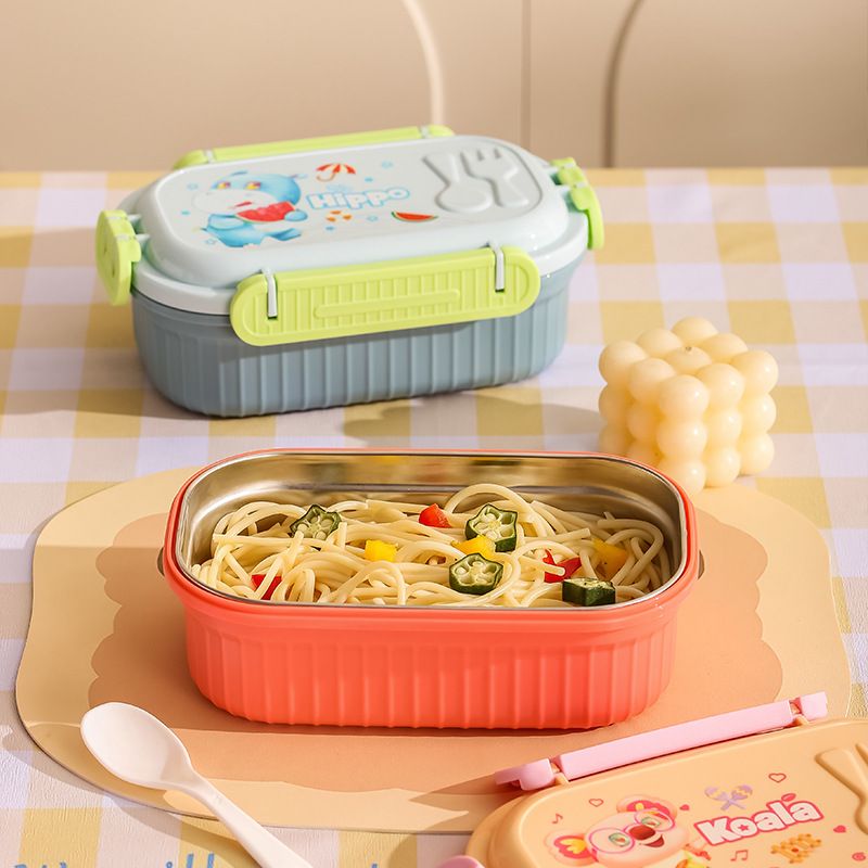 Student 304 Stainless Steel Cartoon Takeout Compartment Lunch Box Kids Kindergarten Lunch Bento Box