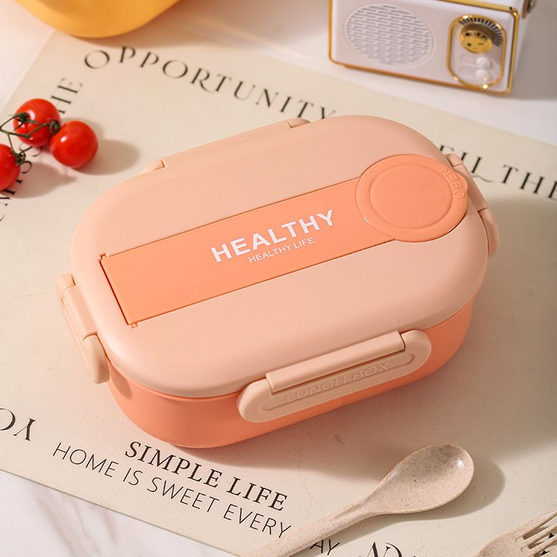 Minimalist Student Buckle Compartment Lunch Box Fresh Lunch Bento Box with Cutlery Portable Outdoor Travel Food Container