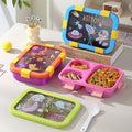 Cartoon Cute and Fun Kids Compartment Lunch Box with Cutlery Student Microwave Safe Takeout Lunch Box Food Container