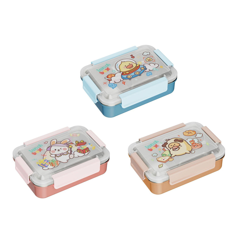 Fiambrera Bento de Acero Inoxidable 304 al por Mayor, Recipiente Apilable para Alimentos, de Dibujos Animados