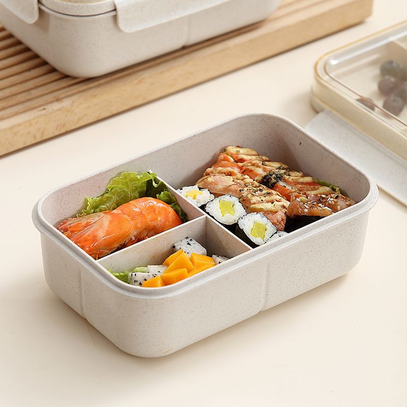 Wheat Straw Compartment Student Lunch Box Office Worker Japanese Style Lunch Bento Box Microwave Safe Soup Cup Set