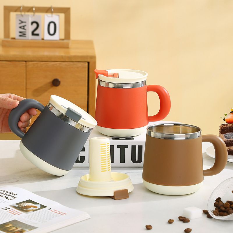 Minimalist 304 Stainless Steel with Tea Strainer Mug Office Worker Office with Lid Milk Tea Cup Student Breakfast Cup