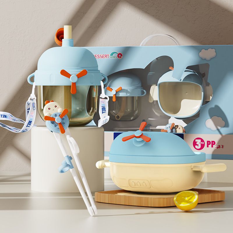 Baby Baby Food Bowl Water Cup Training Chopsticks 3-Piece Set Kids Tableware Set Infant Study Baby Food Tool Gift