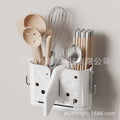 Home Kitchen Wall-Mounted Chopstick Storage Box No-Drill Spoon Knife Rack Chopstick Cage Integrated Storage Organizer Rack