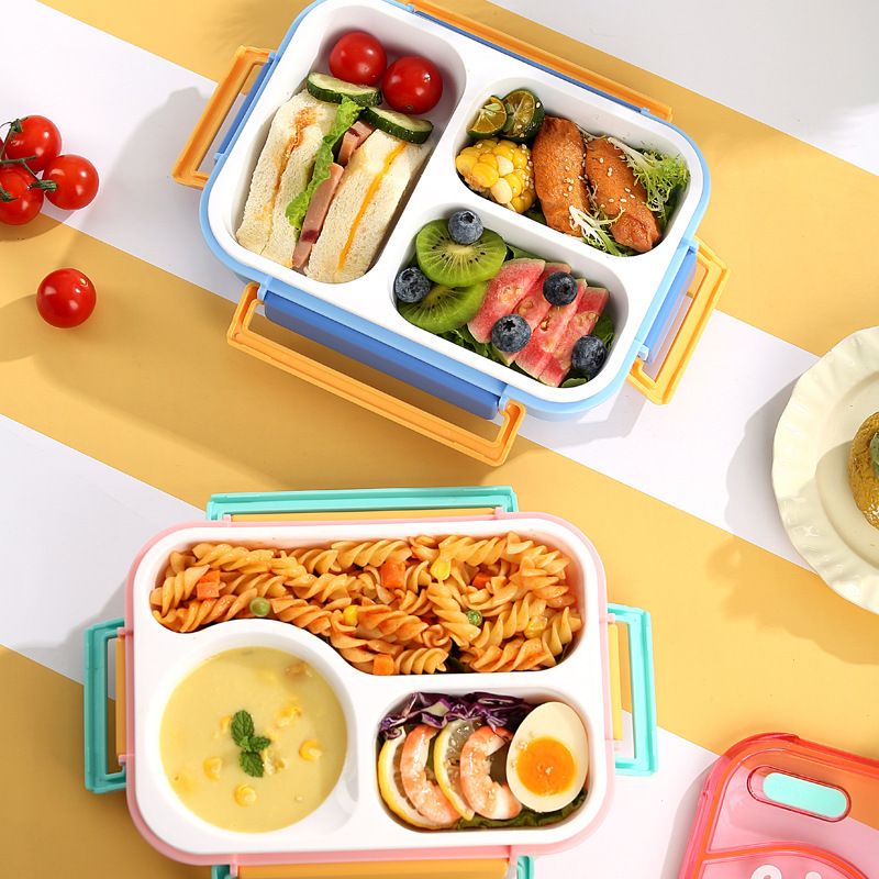Fashion Student Minimalist Plastic Compartment Lunch Box Large Capacity Office Worker Lunch Bento Box Food Container