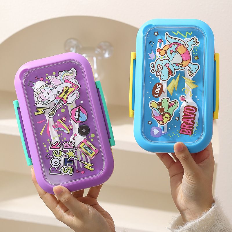 Student 304 Stainless Steel Compartment Plastic Lunch Box Cafeteria Takeout Bento Box Kids Dessert Food Container