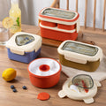 Minimalist Student Single/Double Layer Rectangular Lunch Box with Cutlery Portable Round Buckle Lunch Bento Box with Lid