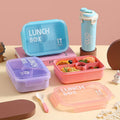 Student Minimalist Compartment Plastic Lunch Box and Water Cup Set Travel Portable Lunch Bento Box Microwave Safe Heating Tableware
