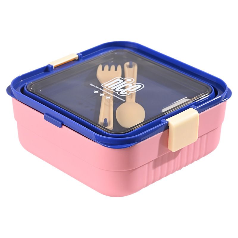 Minimalist Office Worker Plastic Compartment Lunch Box Microwave Safe with Cutlery Buckle Bento Box