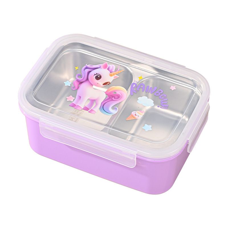 Fiambrera Bento de Acero Inoxidable 304 al por Mayor, Recipiente de Almuerzo Antifugas con Dibujos Animados