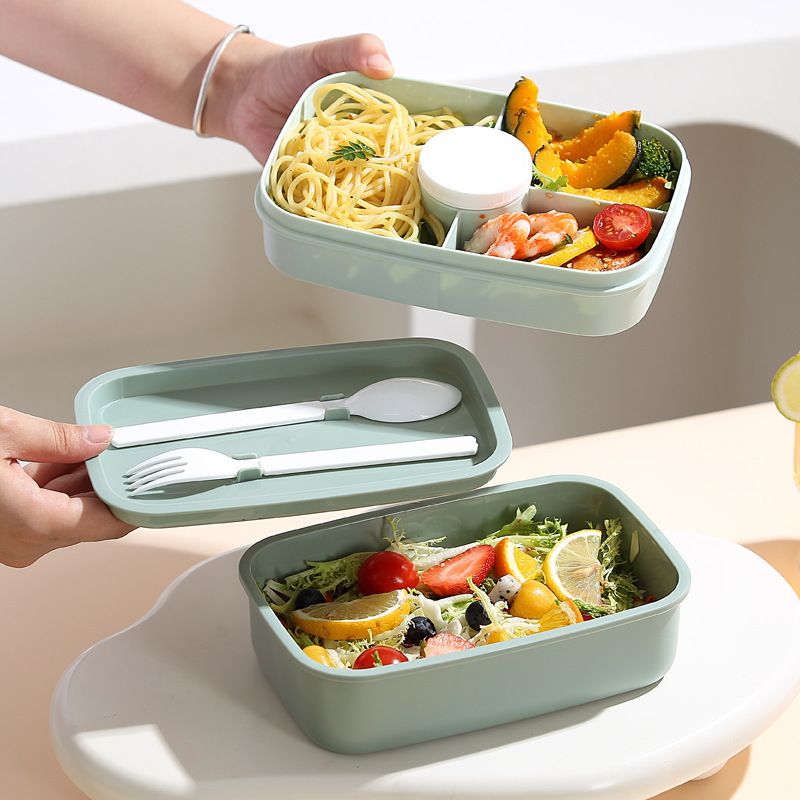 Minimalist Double-Layer Large Capacity Student Compartment Lunch Box Office Worker Portable Food Container Lunch Bento Box Microwave Safe