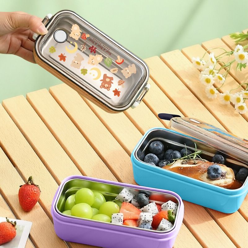 304 Stainless Steel Cartoon Lunch Box Student Cafeteria Lunch Box Kids Portable Small Bento Box Food Container
