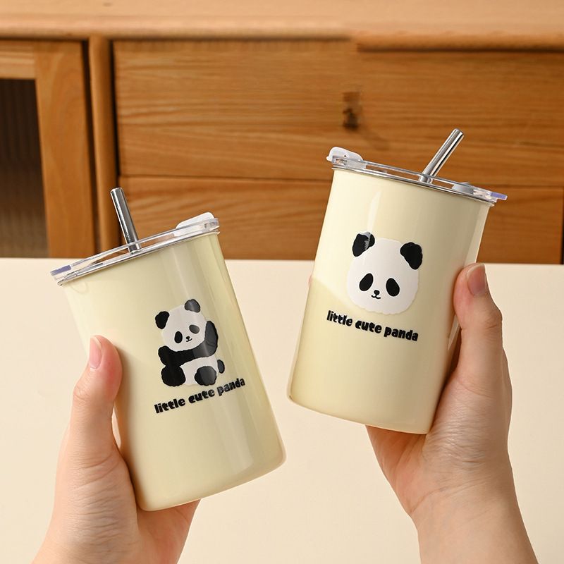 Vaso de agua para niños de acero inoxidable 304 al por mayor, diseño de dibujos animados minimalista para estudiantes