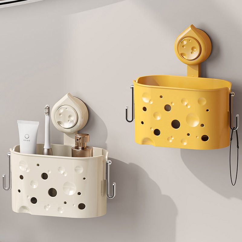 Bathroom Bathroom Storage Rack Hook Suction Cup No-Drill Small Hanging Basket Kitchen Seasoning Organizer Rack