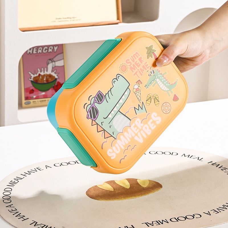 Cartoon Compartment Lunch Box Microwave Safe Office Worker Student Bento Box with Cutlery Portable Lunch Box