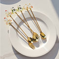 Cartoon Kids 304 Stainless Steel Spoon Zinc Alloy Cake Popsicle Long Ice Spoon Japanese Style Stirring Spoon Dessert Spoon