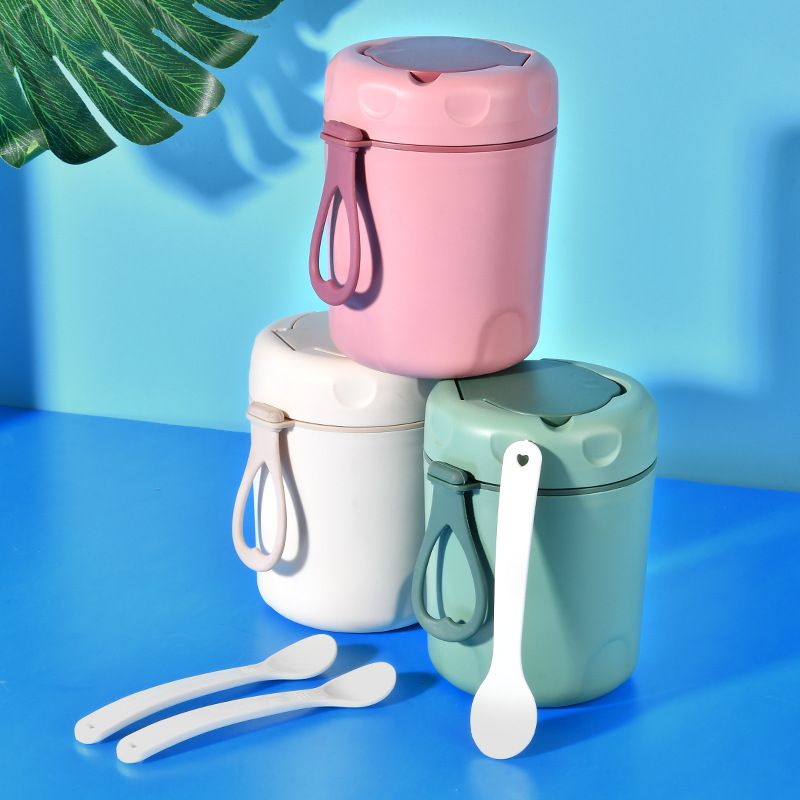 Student Japanese Style Water Cup Office Worker 304 Stainless Steel Tumbler Cup Soup Cup and Porridge Jar with Spoon Gift